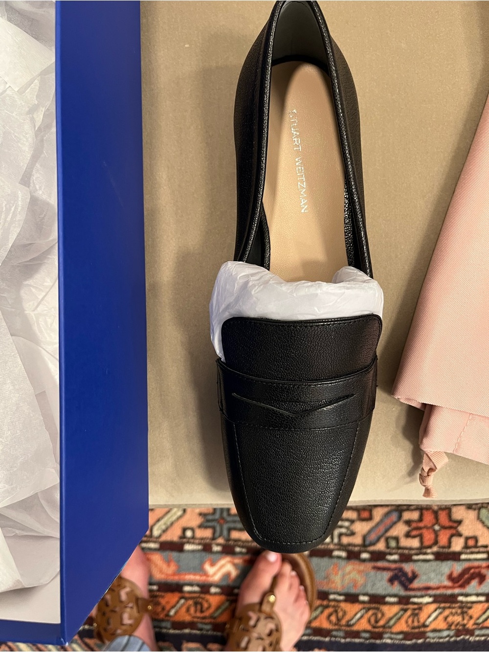 Stuart Weitzman Black Leather Penny Loafer - Classic Slip-On